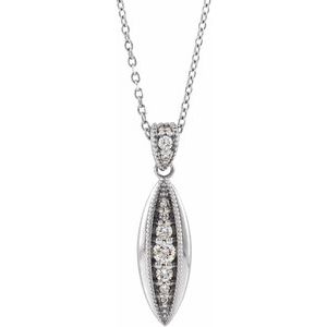 14K White 1/6 CTW Natural Diamond Beaded 16-18" Necklace