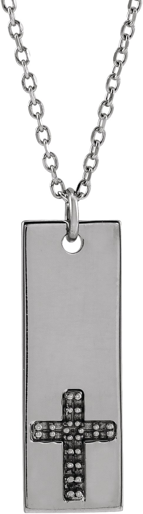 Accented Bar Cross Necklace or Pendant