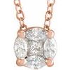 14K Rose .17 CTW Diamond Cluster 16 to 18 inch Necklace Ref 17473901