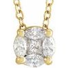 14K Yellow .17 CTW Diamond Cluster 16 to 18 inch Necklace Ref 17473899