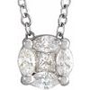 14K White .17 CTW Diamond Cluster 16 to 18 inch Necklace Ref 17473900