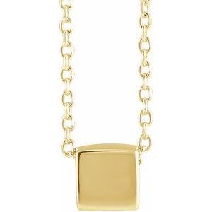 14K Yellow 5x5 mm Cube 18" Necklace