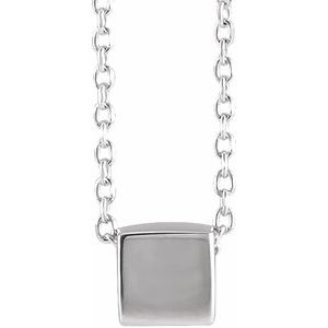 Sterling Silver 5x5 mm Cube 18" Necklace