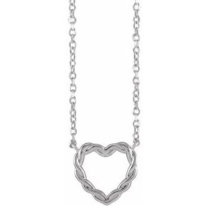 14K White 10.25x9.52 mm Heart 18" Necklace