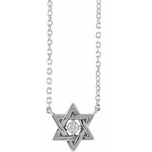 Sterling Silver .03 CT Natural Diamond Star of David 18" Necklace