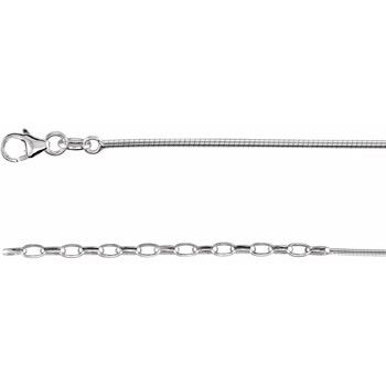 1.5mm Silver Round Omega Chain with 2 Inch Extension and Lobster Clasp Ref 912168