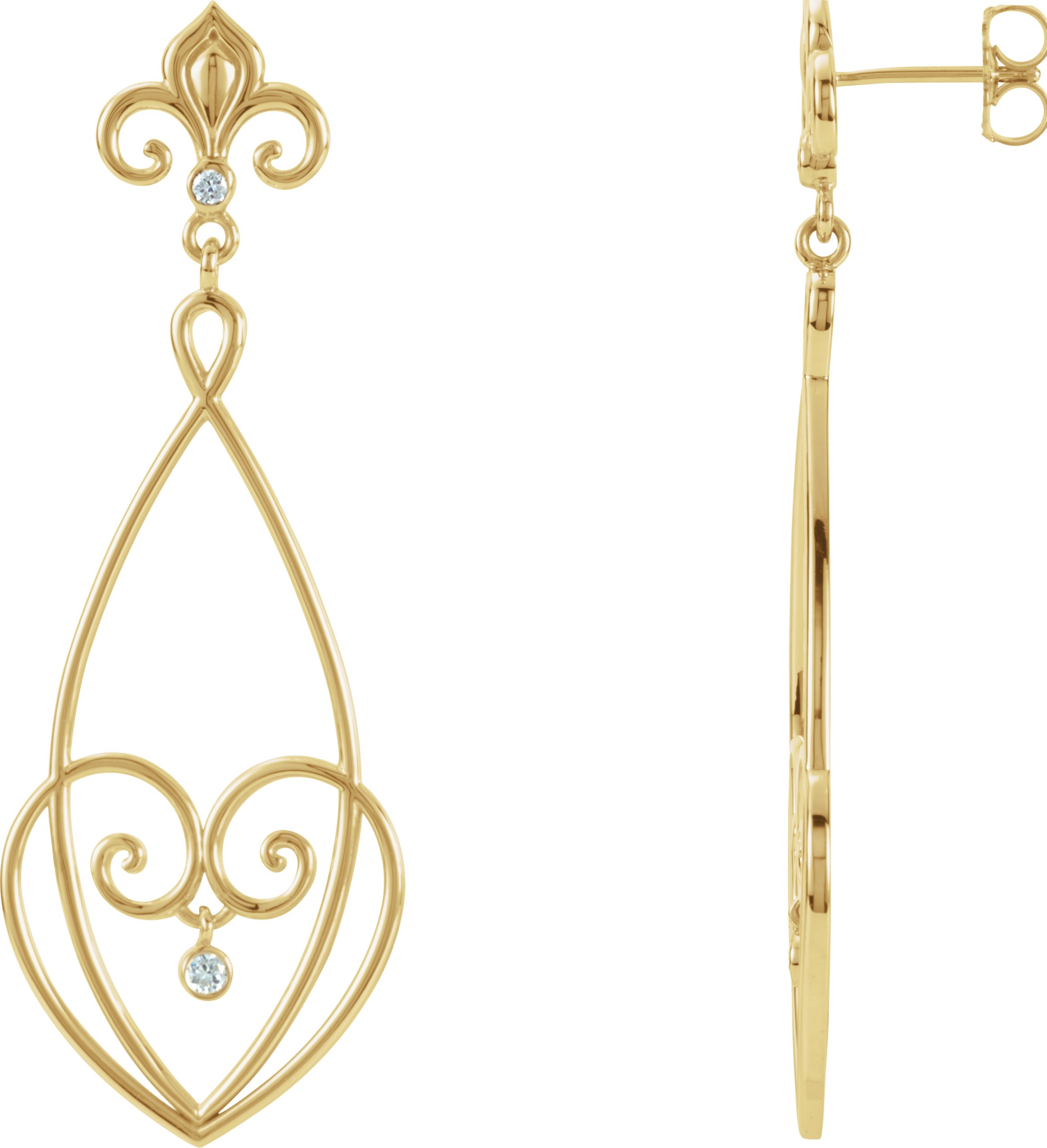 1/10 CTW Natural Diamond Earrings – 14K Yellow Gold