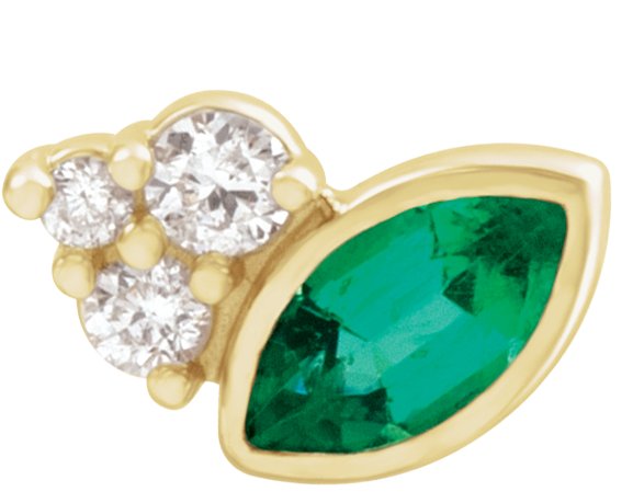 14K Yellow Emerald and .03 CTW Diamond Right Earring Ref 17677078