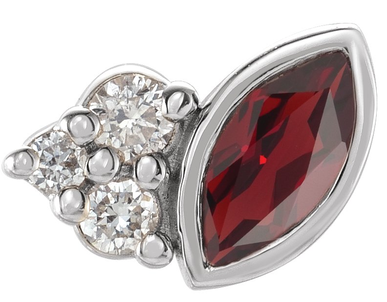 14K White Mozambique Garnet and .03 CTW Diamond Right Earring Ref 17677109