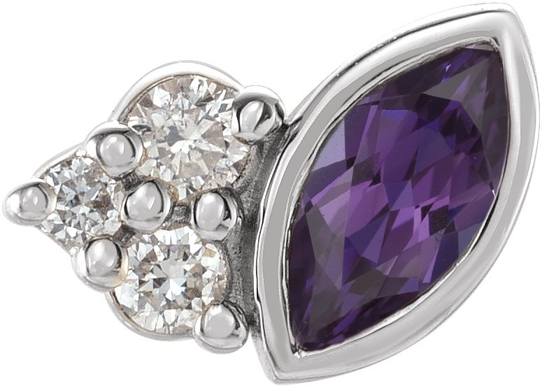 Sterling Silver Chatham Lab Created Alexandrite and .03 CTW Diamond Right Earring Ref 17677188