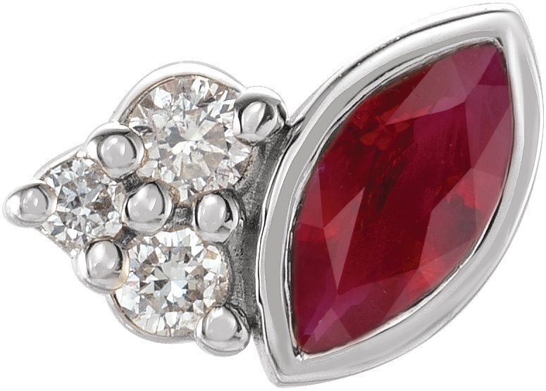 Sterling Silver Ruby and .03 CTW Diamond Right Earring Ref 17677200