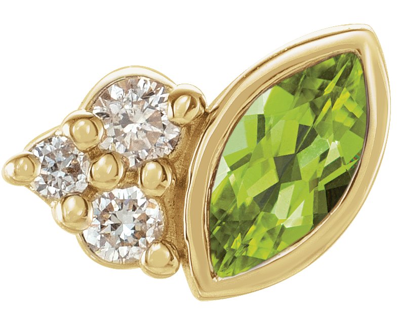 14K Yellow Peridot and .03 CTW Diamond Right Earring Ref 17677080