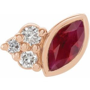 14K Rose Natural Ruby & .03 CTW Natural Diamond Right Earring