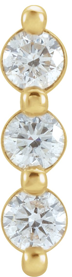 14K Yellow 1/4 CTW Natural Diamond Three-Stone Bar Single Earring