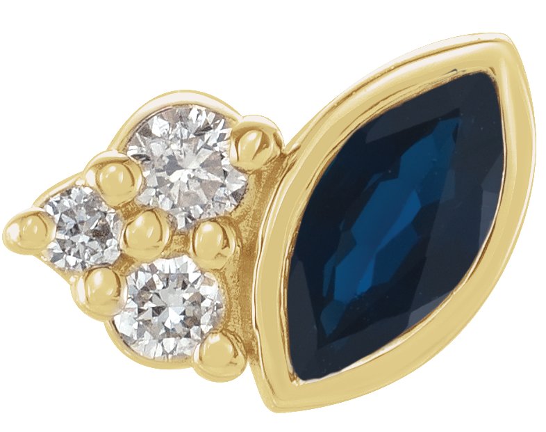 14K Yellow Blue Sapphire and .03 CTW Diamond Right Earring Ref 17677075