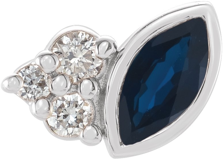 14K White Blue Sapphire and .03 CTW Diamond Right Earring Ref 17677105