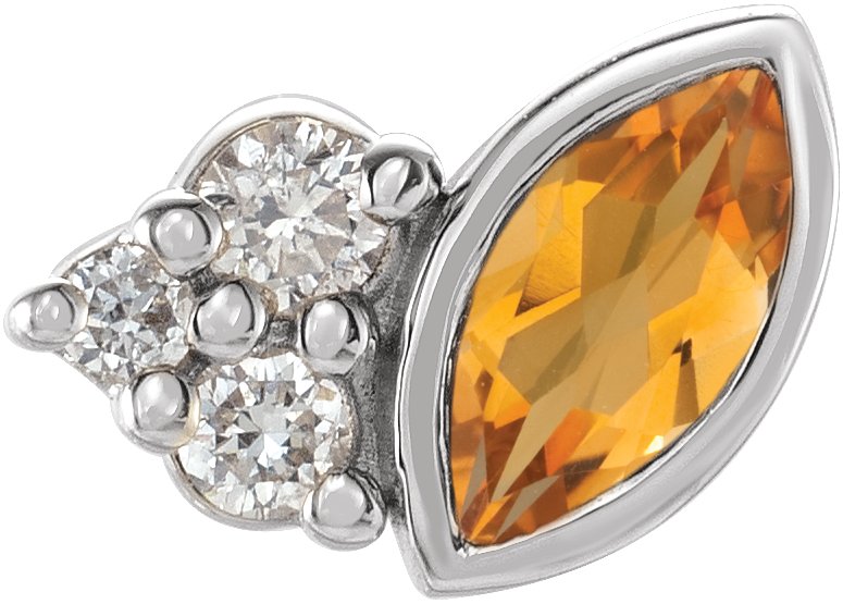 Sterling Silver Citrine and .03 CTW Diamond Right Earring Ref 17677195