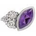 14K White Natural Amethyst & .03 CTW Natural Diamond Right Earring