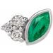 Sterling Silver Natural Emerald & .03 CTW Natural Diamond Right Earring