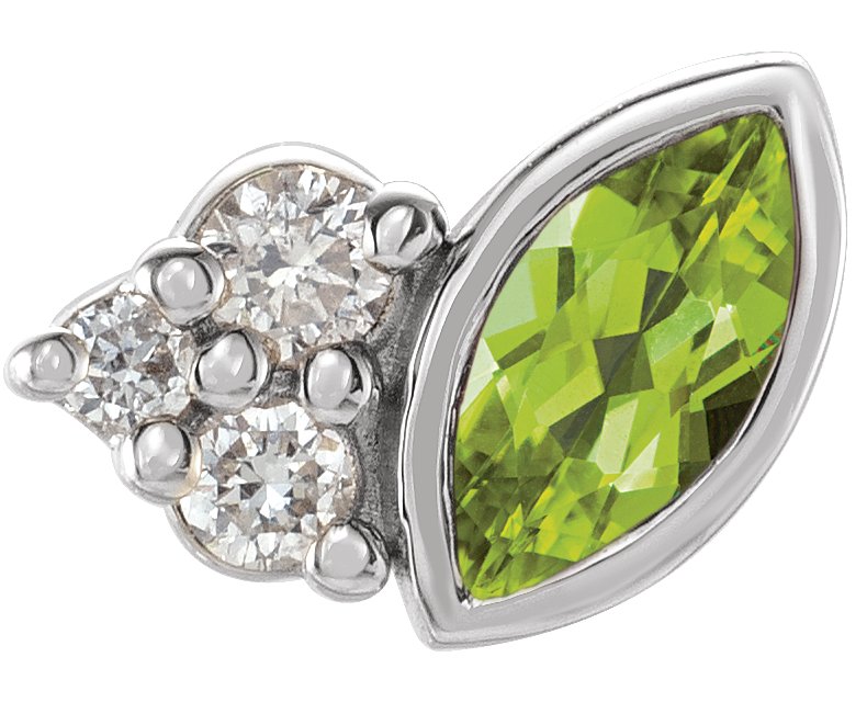 Sterling Silver Peridot and .03 CTW Diamond Right Earring Ref 17677198