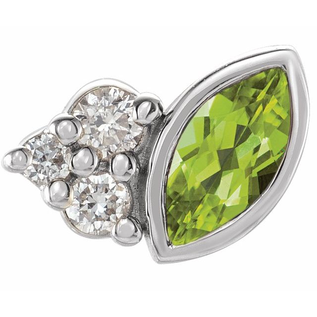 Sterling Silver Natural Peridot & .03 CTW Natural Diamond Right Earring
