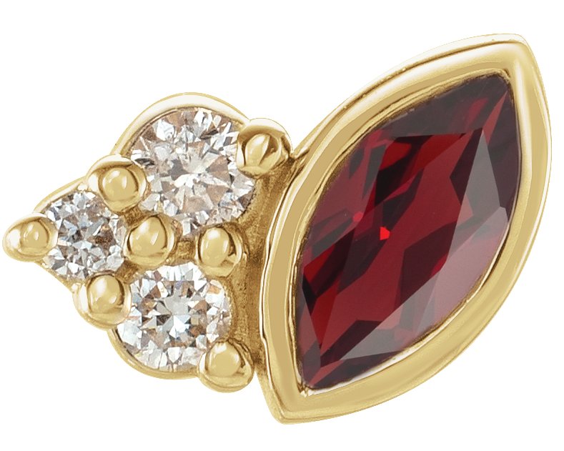 14K Yellow Mozambique Garnet and .03 CTW Diamond Right Earring Ref 17677079