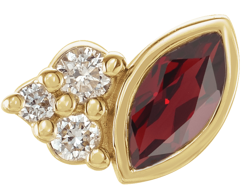mozambique garnet natural diamond january birthstone earring