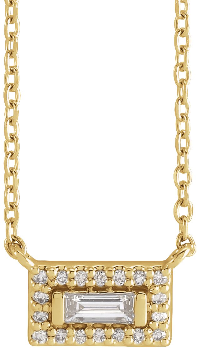 14K Yellow 1/10 CTW Natural Diamond Halo-Style 18" Necklace 