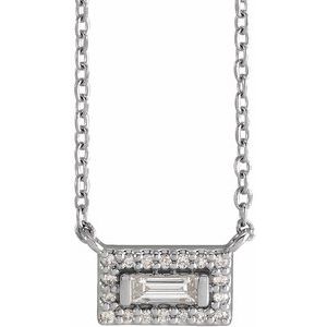 14K White 1/10 CTW Natural Diamond Halo-Style 18" Necklace 