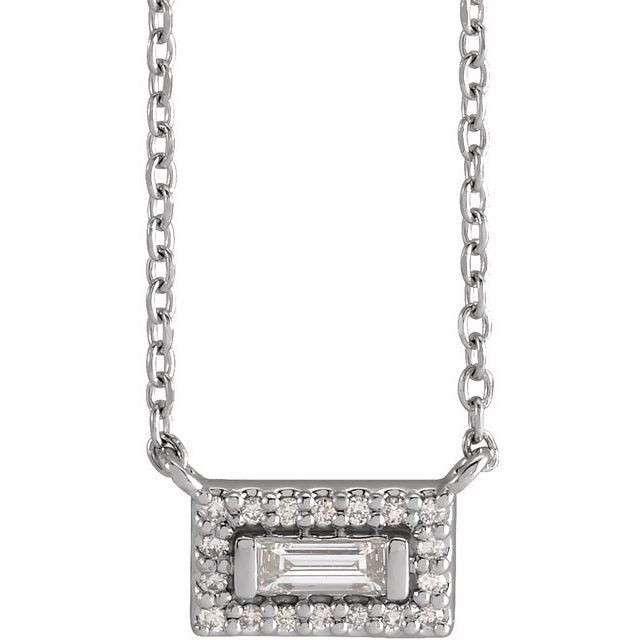14K White 1/10 CTW Natural Diamond Halo-Style 18 Necklace 
