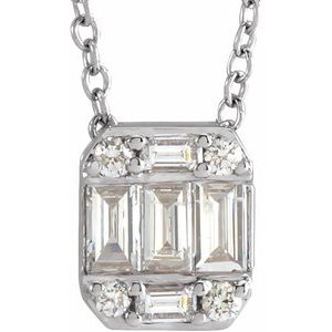 14K White 1/3 CTW Natural Diamond Cluster Necklace