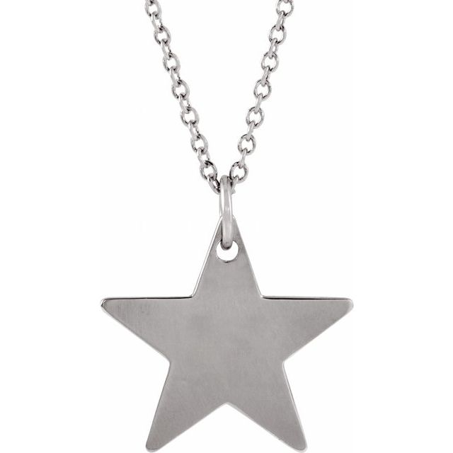 14K White 12x12 mm Star 16-18" Necklace