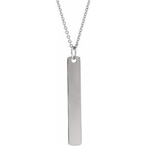 Sterling Silver 33x4.5 mm Bar 16-18" Necklace