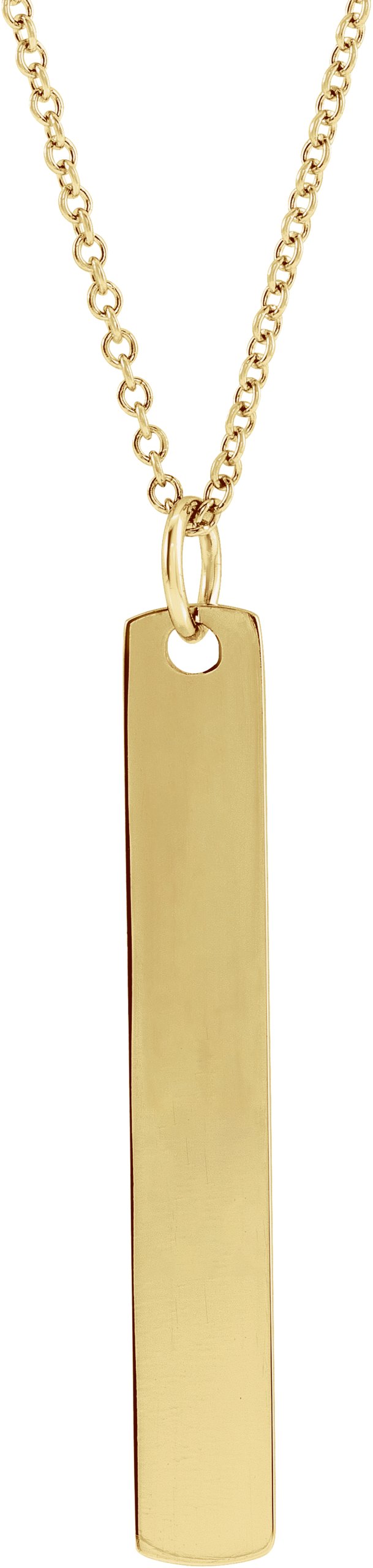 14K Yellow Engravable Bar 16-18" Necklace