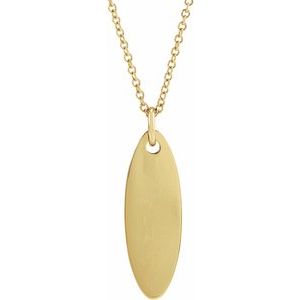 14K Yellow 22.9x7 mm Elongated Oval 16-18" Necklace 