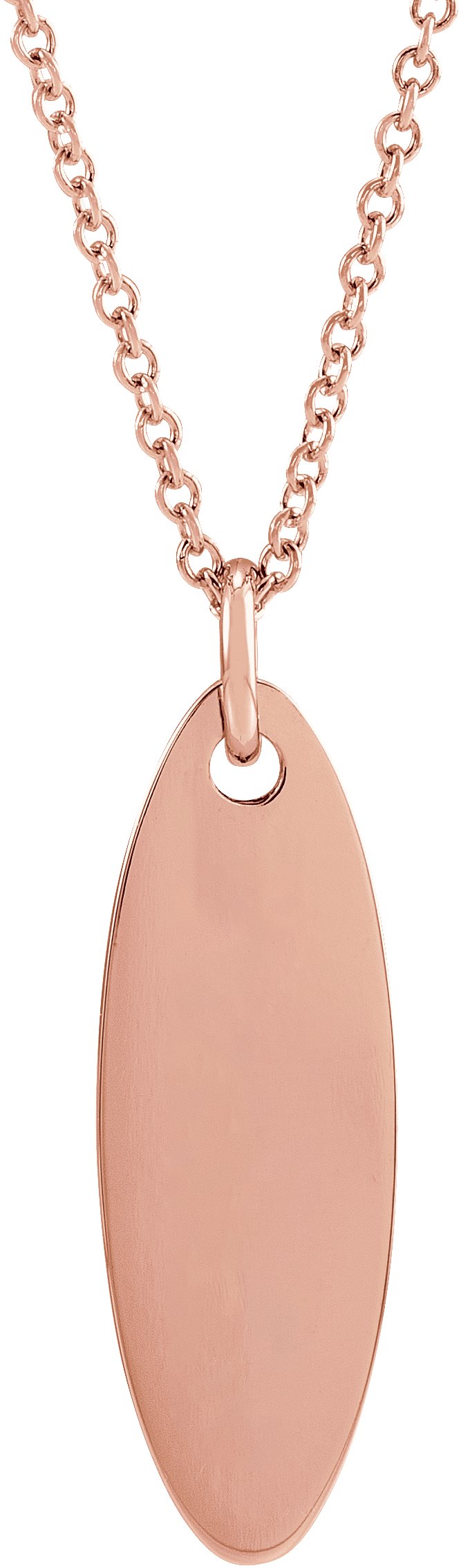 Elongated Oval Engravable Necklace or Pendant