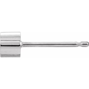 14K White 1.5 mm Round Bezel-Set Single Earring Mounting