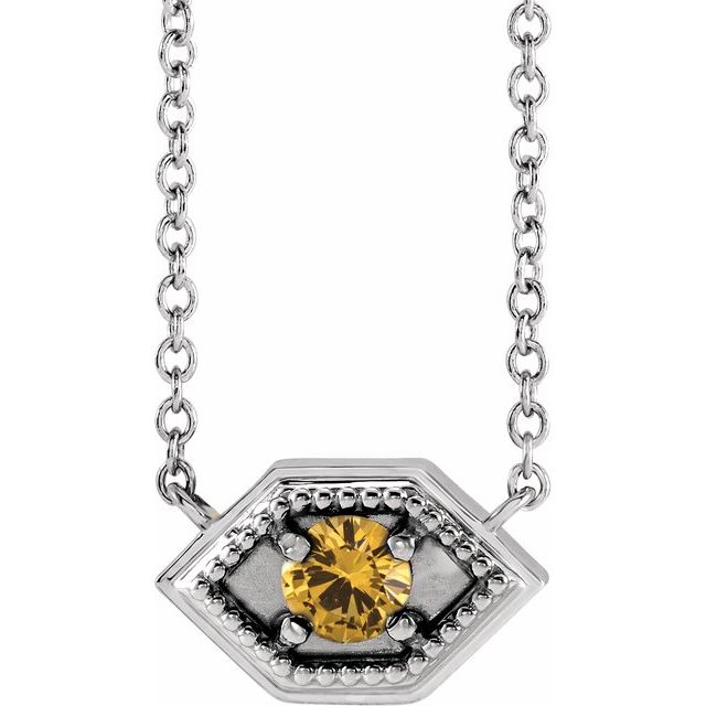 Sterling Silver Natural Yellow Sapphire Geometric 18