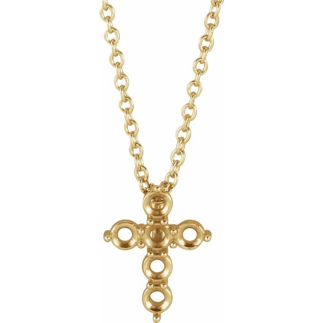 14K Yellow 2.2 mm Round Accented Cross 16-18 Necklace Mounting