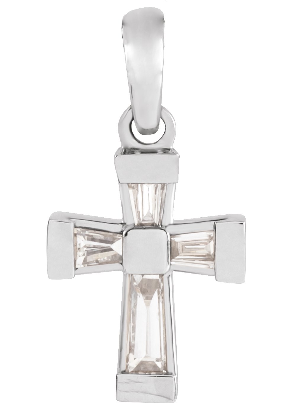 14K White 1/10 CTW Natural Diamond Cross Pendant