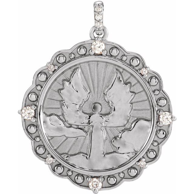Sterling Silver 1/6 CTW Natural Diamond Guardian Angel Pendant