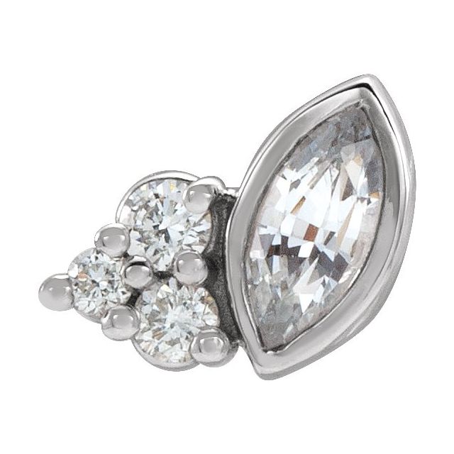 14K White Natural White Sapphire & .03 CTW Natural Diamond Right Earring