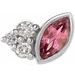 14K White Natural Pink Tourmaline & .03 CTW Natural Diamond Right Earring