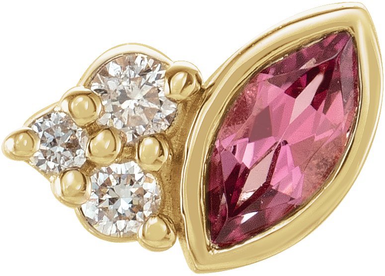 14K Yellow Pink Tourmaline and .03 CTW Diamond Right Earring Ref 17677081