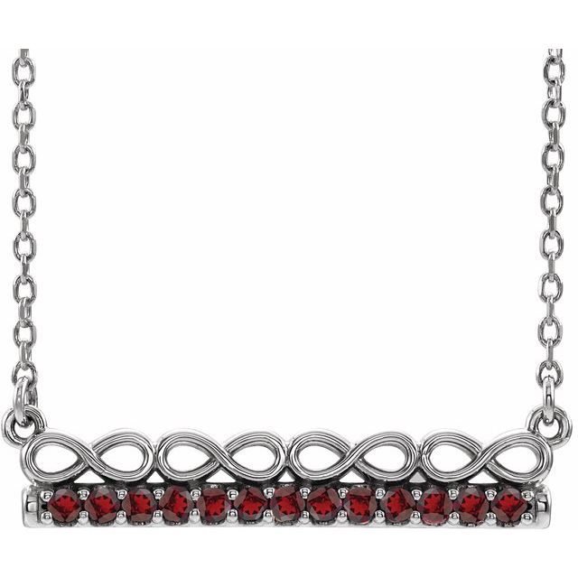 Sterling Silver Natural Mozambique Garnet Infinity-Inspired Bar 16