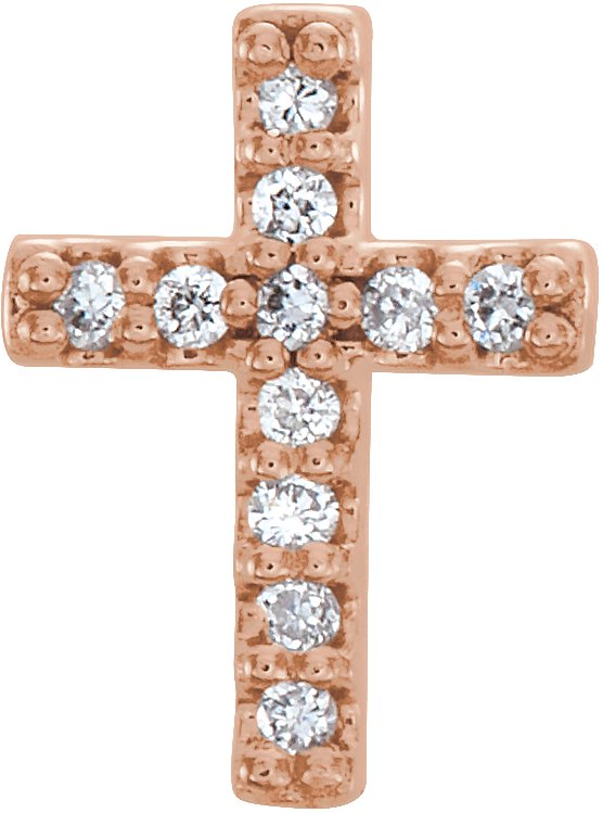 14K Rose 1/10 CTW Diamond Cross Earrings