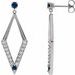 14K White Natural Blue Sapphire & 3/8 CTW Natural Diamond Geometric Earrings