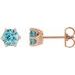 14K Rose 4 mm Natural Blue Zircon & .03 CTW Natural Diamond Crown Earrings