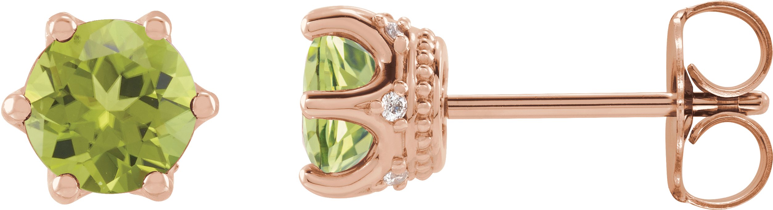 Round 6-Prong Accented Crown Stud Earrings