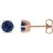 14K Rose 4 mm Natural Blue Sapphire & .03 CTW Natural Diamond Crown Earrings